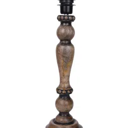 Homesake Eureka White & Brown Wooden Table Lamp with Bulb - Set of 1 image 4