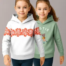 HELLCAT Girls White & Sea Green Printed Hoodie - Pack of 2-picture-17
