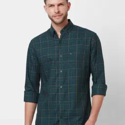 Kenneth Cole New York Green Slim Fit Check Cotton Shirt-picture-14