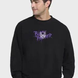 Bewakoof Black Relaxed Fit The Warrior King Printed Sweatshirt-image-75