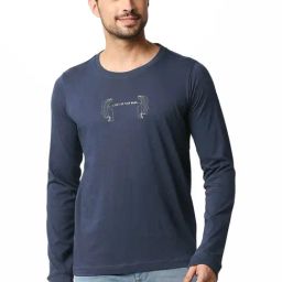 Basics Blue Muscle Fit Printed T-Shirt-picture-15