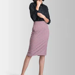 Fablestreet Pink & Red Printed Pencil Skirt image 4