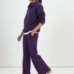 Femmella Purple Cotton Relaxed Fit Sweatshirt image 4