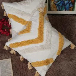 HOSTA HOMES White & Mustard Cotton Cushion Covers - Set of 2 image 1