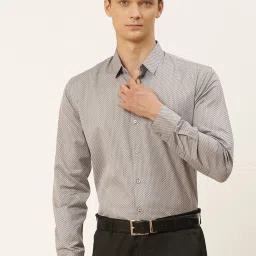 Sojanya Grey Cotton Regular Fit Self Pattern Shirt image 1