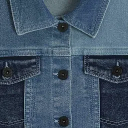 Pepe Jeans Kids Blue Textured Pattern Full Sleeves Jacket image 3