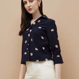 Code By Lifestyle Blue Regular Fit Printed Shirt-picture-29