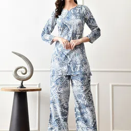 HARIKS Printed Round Neck Tunic With Trousers Co-Ords-picture-42