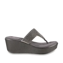 Mochi Gun Metal Thong Wedges image 2