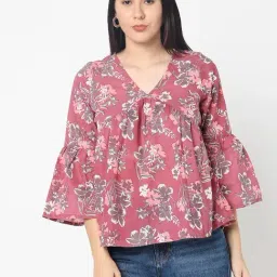 R&B Coral Polyester Floral Print Regular Fit Top image 3