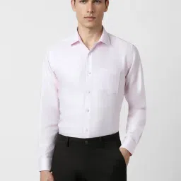 Van Heusen Pink Cotton Regular Fit Texture Shirt image 1