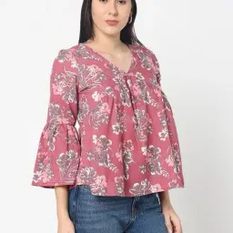 R&B Coral Polyester Floral Print Regular Fit Top image 5