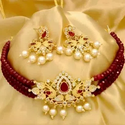 UNNATI JEWEL Maroon Brass Jewellery Set-picture-38