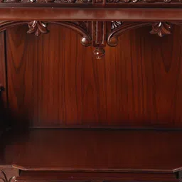 Exotic India Brown 36" Large Wood Carved Designer Home Temple With Drawer image 4