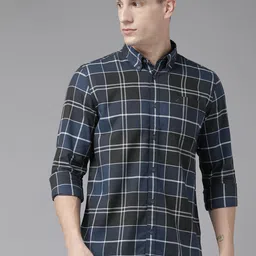 Blackberrys Men Slim Fit Checked Pure Cotton Casual Shirt-picture-23