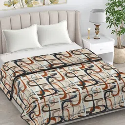 FABINALIV Beige & White Woollen AC Room 233 GSM Double Bed Blanket-picture-18