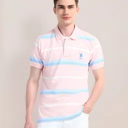 U.S. Polo Assn. Men Striped Polo Collar Pockets Slim Fit T-shirt image 1
