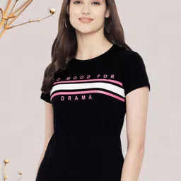Dreambe Women Typography Printed Round Neck Short Sleeve Pure Cotton Casual T-Shirt-image-77