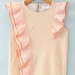 Kookie Kids Flutter Sleeves Stipe Top - White Orange-picture-25