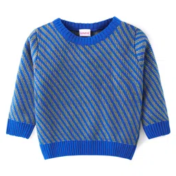 Babyhug Knitted Full Sleeves Pullovers Striped Sweater -Blue-picture-23