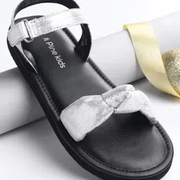 Pine Kids Velcro Closure Sandals with Bow Applique - Silver-picture-18