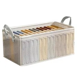 House of Quirk Durable Linen Closet Organizers and Foldable Storage Baskets Rectangle Storage Boxes for Pants Shirt Sweaters BraTransparent Pack of 1-picture-24