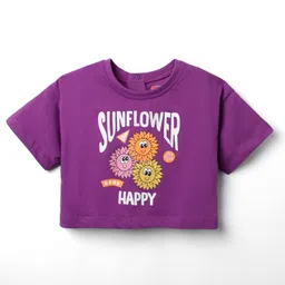 Babyhug Cotton Knit Half Sleeves T-Shirt with Floral Print - Purple-picture-35