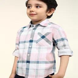 Bonkids 100% Cotton Woven Full Sleeves Checked Shirt - Multi-picture-12