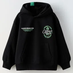ALAN JONES Cotton Blend Knit Full Sleeves Typography Embroidered Light Winter Oversized Hoodie - Black-picture-22