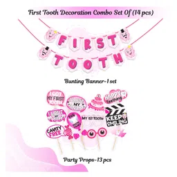 Wobbox First Tooth Decoration Items, I Got My First Tooth Decoration Items, First Tooth Celebration Pink Pack Of-14 image 2