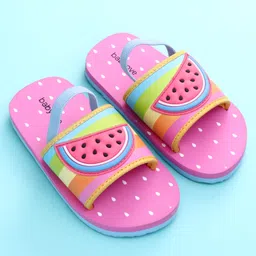 Babyoye Backstrap Closure Flip Flops With Watermelon Print - Pink image 2