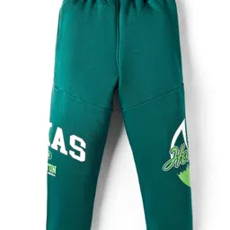 Doreme Knit Fleece Woollen Pant With Text Print & Cut & Sew Design - Turquoise image 2