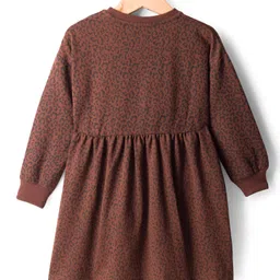 kookie kids india Kookie Kids Knitted Knit Full Sleeves Printed Frock - Brown image 2