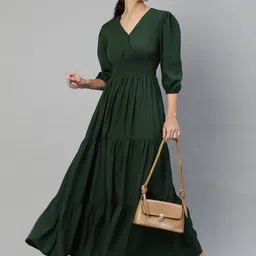 Krunal Raiyani Women V-Neck Crepe Anarkali Kurta-image-66