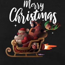 FFlirtygo Christmas Theme Cotton Half Sleeves Merry Christmas With Ride Printed T-Shirt - Black image 4