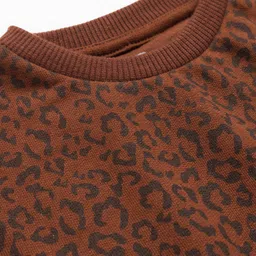 kookie kids india Kookie Kids Knitted Knit Full Sleeves Printed Frock - Brown image 3