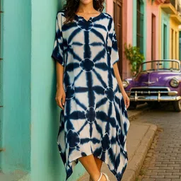 CORSICA Tie and Dye Printed Kimono Sleeve Kaftan Dress-picture-14