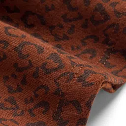 kookie kids india Kookie Kids Knitted Knit Full Sleeves Printed Frock - Brown image 4