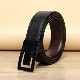 WINSOME DEAL Men Push Pin Closure Textured Formal Belt image 1