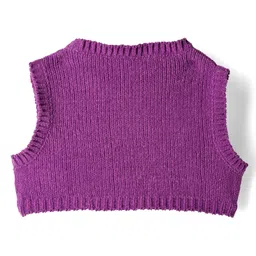 arias by lara dutta Arias Knitted Full Sleeves Solid Pullover Sweater With Mock T-Shirt - Purple image 5