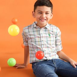 U.S. Polo Assn. Kids Boys Grid Tattersall Checked Pure Cotton Shirt-picture-10