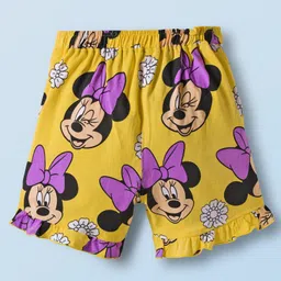 Honeyhap Disney Single Jersey Knit Oversize Drop Shoulder Half Sleeves Shorts Night Suit with Minnie Mouse Graphics - White & Yellow image 5
