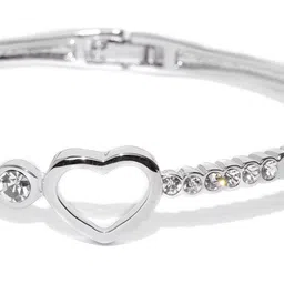 Jewels Galaxy Silver-Plated Stone-Studded Handcrafted Cuff Bracelet image 3