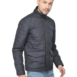 woodland Woods Navy Regular Fit High Neck Jacket image 3