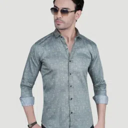 ALMATY Casper Grey Cotton Printed Shirt-picture-25