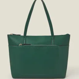 Accessorize London Green Solid Tote Handbag image 2