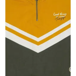 Pepe Jeans Kids Green & Yellow Cotton Color Block Full Sleeves Sweatshirt image 3