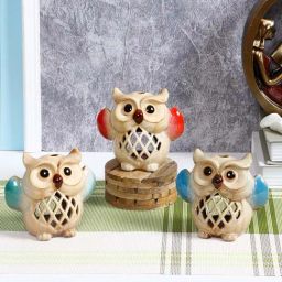 Tayhaa Multicolor Ceramic Candle Holder - Set of 3-image-12