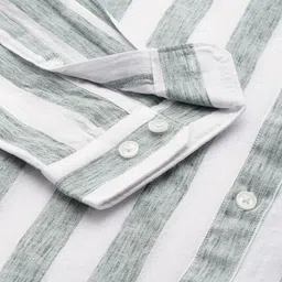 French Connection Slim Fit Self Striped Band Collar Pure Cotton Casual Shirt image 3