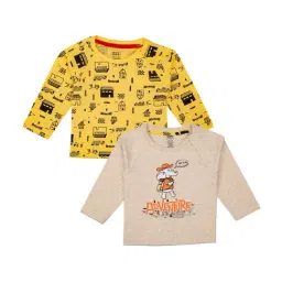 Mee Mee Kids Yellow & Beige Printed T-Shirts (Pack Of 2)-image-52